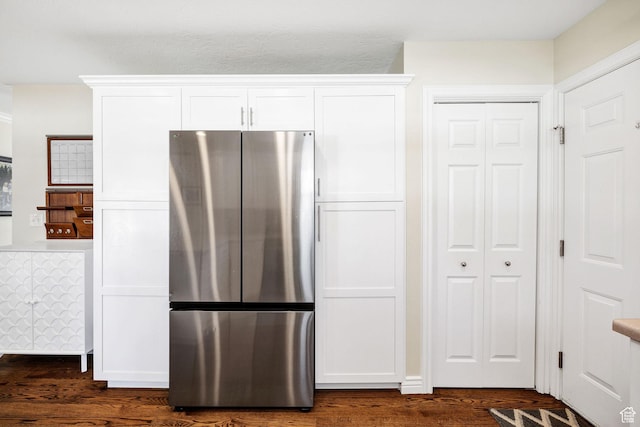 385 N 300 E, Providence, UT 84332 - kitchen with white cabinets, dark wood-type flooring, and freestanding refrigerator