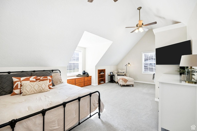 385 N 300 E, Providence, UT 84332 - bedroom featuring light carpet, multiple windows, vaulted ceiling, and baseboards