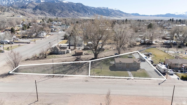 aerial view with a mountain view