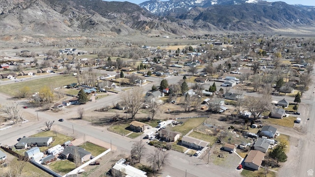 aerial view with a residential view and a mountain view