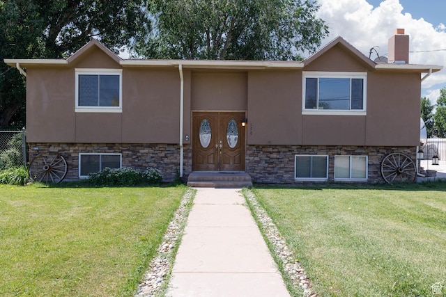 170 E 400 N, Monroe, UT 84754 - view of front facade featuring stucco siding, a chimney, and stone siding