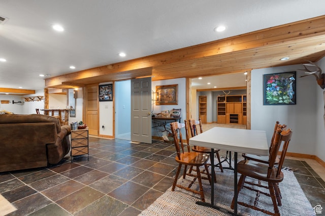 376 W Golden Harvest Rd, Draper, UT 84020 - dining space with baseboards, recessed lighting, and stone tile flooring
