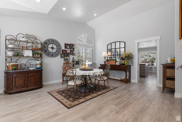 376 W Golden Harvest Rd, Draper, UT 84020 - dining room featuring baseboards, a skylight, a healthy amount of sunlight, and light wood-type flooring