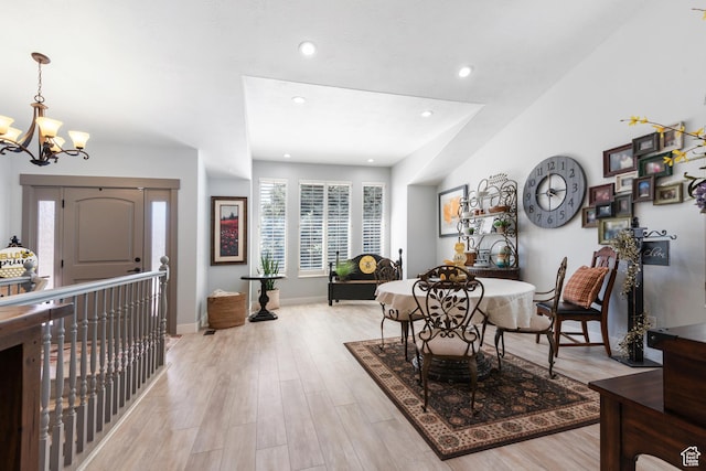 376 W Golden Harvest Rd, Draper, UT 84020 - dining room with baseboards, an inviting chandelier, recessed lighting, and light wood-type flooring