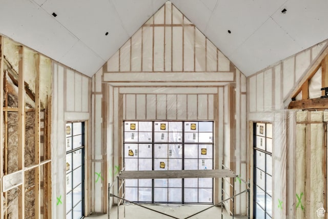 interior space featuring lofted ceiling