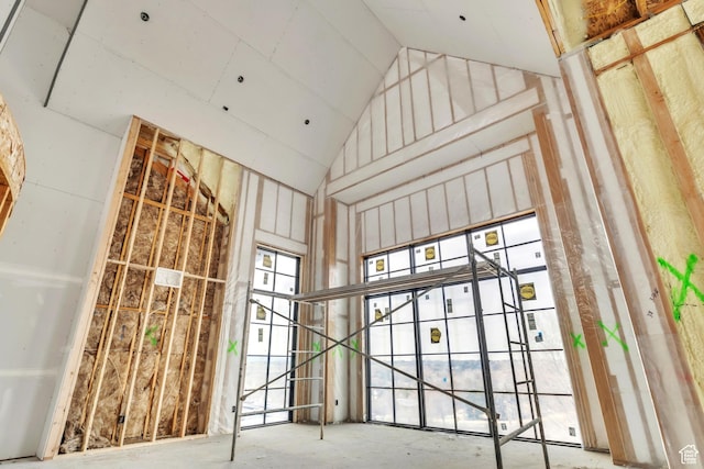 miscellaneous room featuring high vaulted ceiling