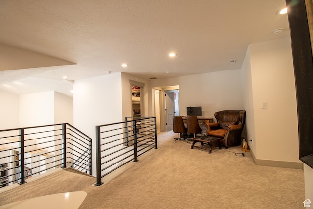 1438 N Jerry Gertsch Ln, Midway, UT 84049 - living area featuring baseboards, an upstairs landing, recessed lighting, and carpet