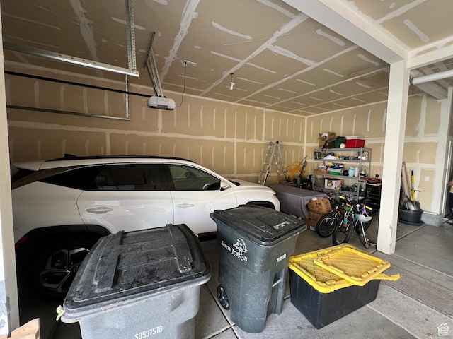 garage with a garage door opener