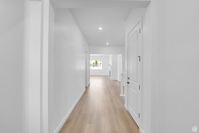 253 E Polaris Dr Unit 105, Saratoga Springs, UT 84045 - hallway with recessed lighting and light wood-style floors