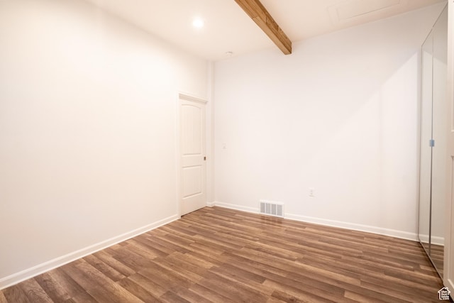 1197 S 700 E, Salt Lake City, UT 84105 - empty room with wood finished floors, beam ceiling, baseboards, attic access, and recessed lighting