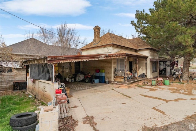 exterior space with a chimney