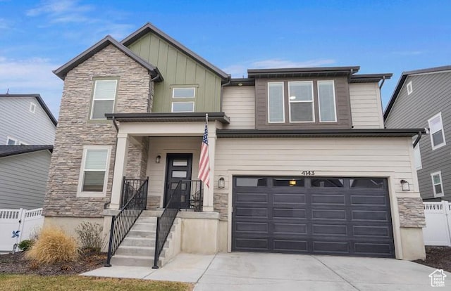 4143 W Gate Keeper Dr, Herriman, UT 84096 - view of front of home with stone siding and fence