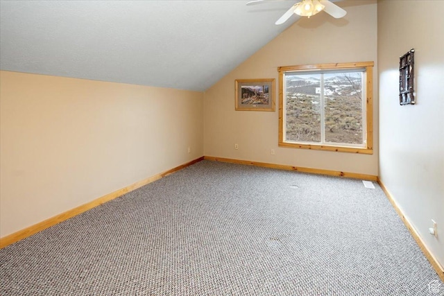 792 S Spruce Dr S, Garden City, UT 84028 - additional living space featuring carpet floors, baseboards, lofted ceiling, and ceiling fan