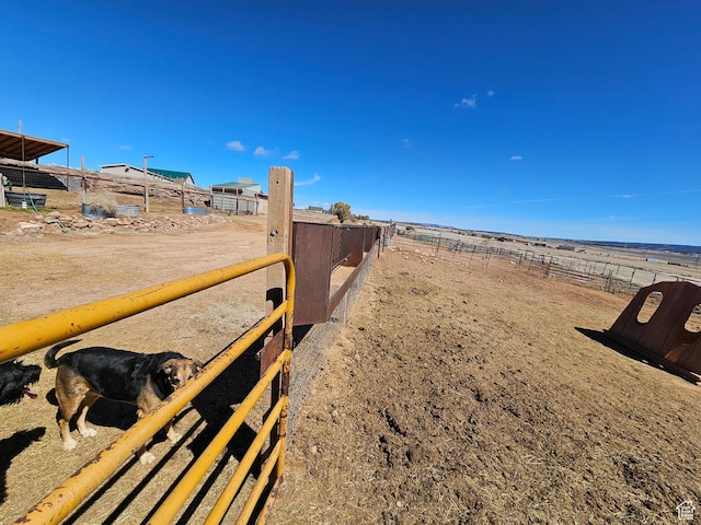 view of yard with a rural view
