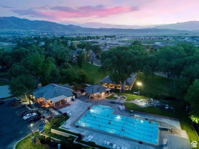 198 E Cameron Dr, Saratoga Springs, UT 84045 - aerial view at dusk with a mountain view
