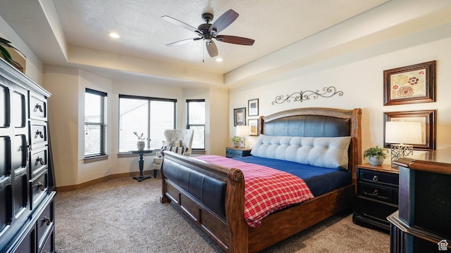 198 E Cameron Dr, Saratoga Springs, UT 84045 - carpeted bedroom featuring baseboards, a ceiling fan, recessed lighting, and a raised ceiling