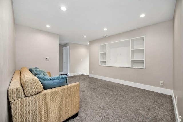 116 N 820 E, Hyde Park, UT 84318 - living area featuring baseboards, recessed lighting, built in features, and carpet flooring