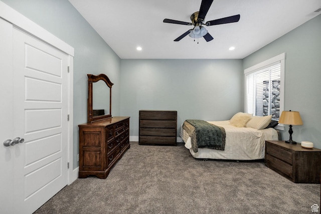 116 N 820 E, Hyde Park, UT 84318 - bedroom featuring carpet flooring, a ceiling fan, baseboards, and recessed lighting