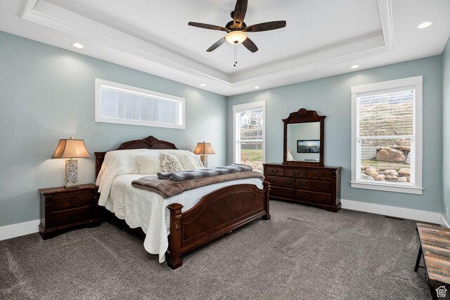 116 N 820 E, Hyde Park, UT 84318 - carpeted bedroom featuring multiple windows, recessed lighting, baseboards, and a raised ceiling