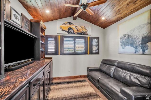 580 S 920 W, Hurricane, UT 84737 - living area featuring lofted ceiling with beams, baseboards, ceiling fan, recessed lighting, and wooden ceiling