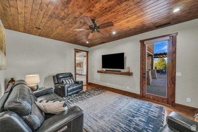580 S 920 W, Hurricane, UT 84737 - living room featuring a ceiling fan, recessed lighting, wooden ceiling, and wood finished floors
