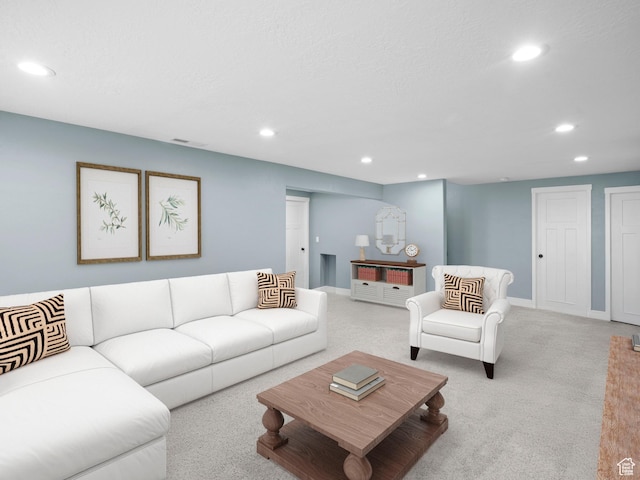 14353 S Ashvale Dr, Herriman, UT 84096 - living area with recessed lighting, carpet floors, and baseboards