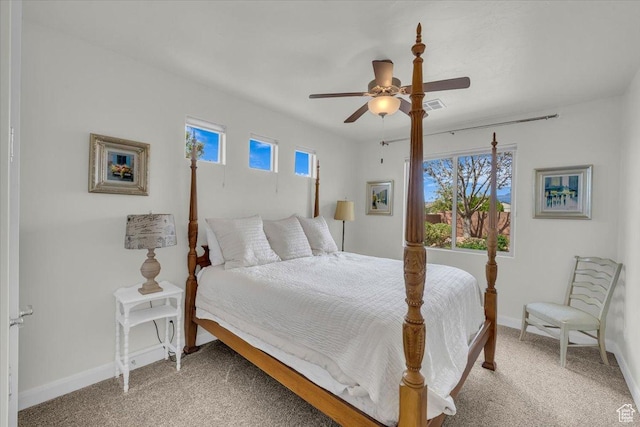 875 E Roadrunner Dr, Washington, UT 84780 - bedroom with visible vents, light carpet, baseboards, and ceiling fan