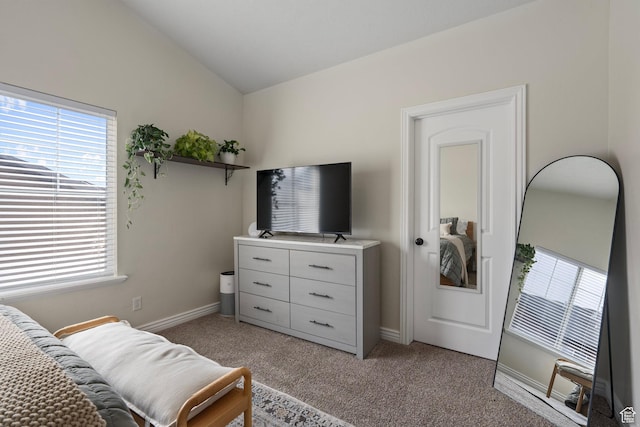 343 S 790 W Unit 301, Pleasant Grove, UT 84062 - living area with light carpet, vaulted ceiling, and a wealth of natural light