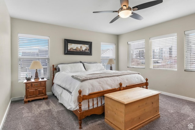 15226 S Glory Dr W, Bluffdale, UT 84065 - bedroom featuring baseboards, dark carpet, and a ceiling fan