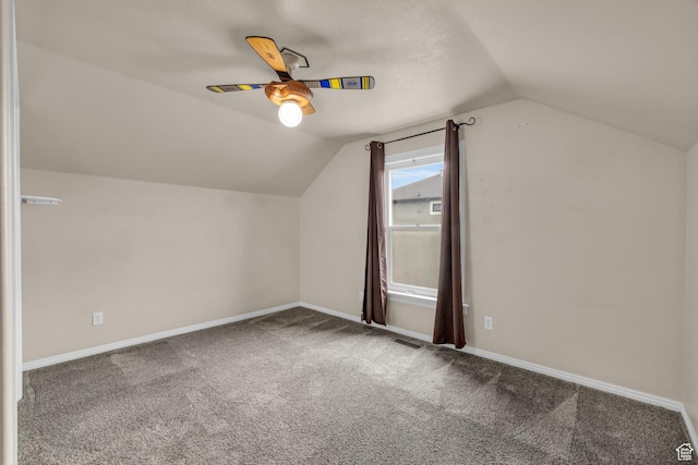 987 S 790 W, Lehi, UT 84043 - additional living space featuring visible vents, carpet, baseboards, a ceiling fan, and lofted ceiling