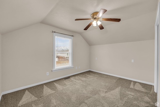 987 S 790 W, Lehi, UT 84043 - bonus room featuring lofted ceiling, carpet flooring, baseboards, visible vents, and ceiling fan