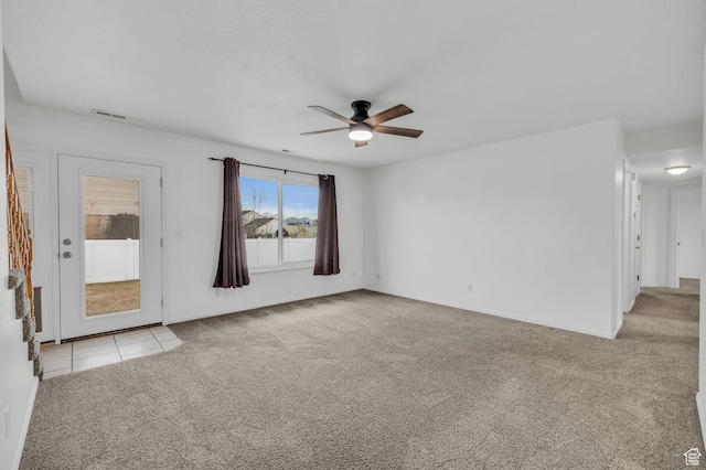 987 S 790 W, Lehi, UT 84043 - spare room with light tile patterned flooring, visible vents, baseboards, ceiling fan, and light carpet