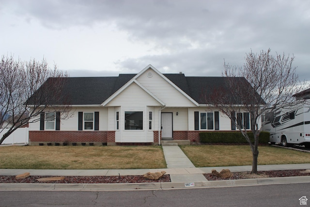 987 S 790 W, Lehi, UT 84043 - single story home featuring brick siding, roof with shingles, and a front lawn