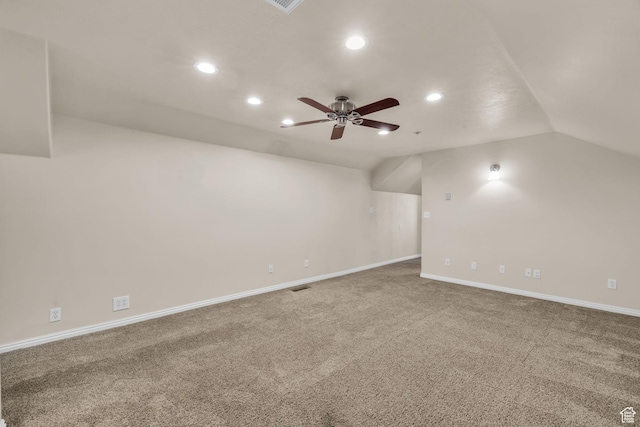 987 S 790 W, Lehi, UT 84043 - carpeted spare room featuring vaulted ceiling, visible vents, ceiling fan, and recessed lighting