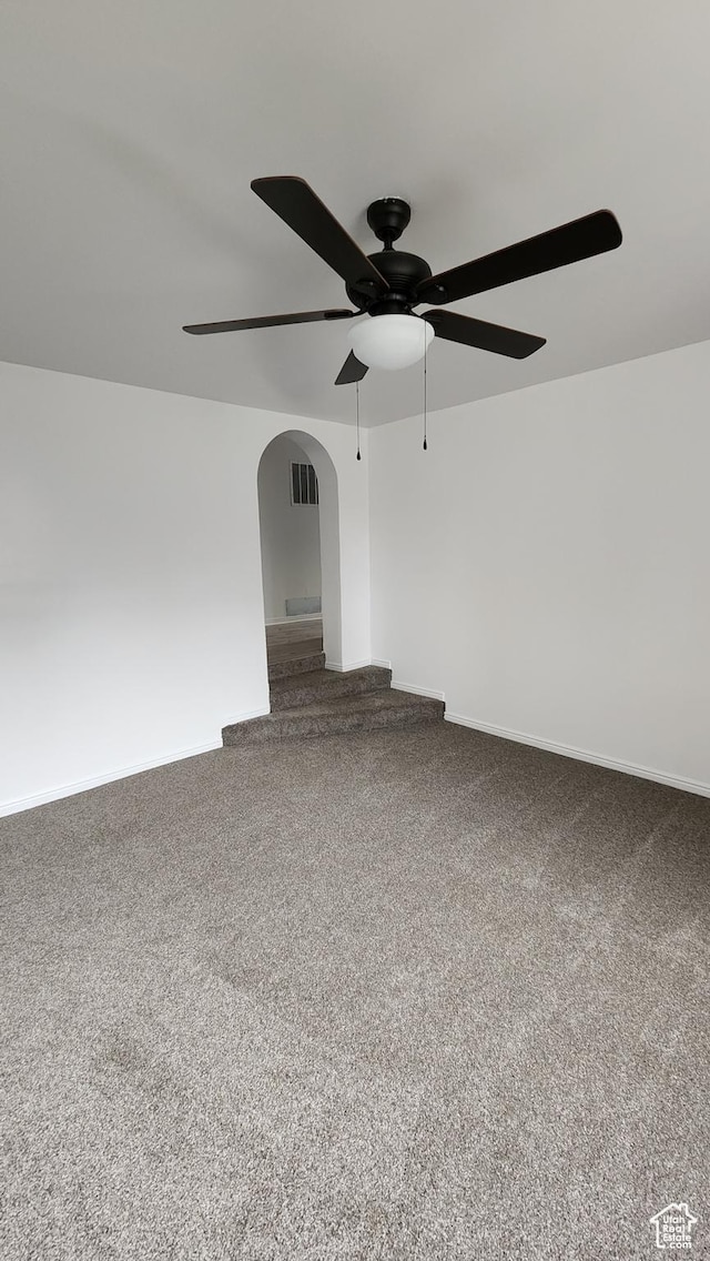 84 N 550 E, Spring City, UT 84662 - spare room with a ceiling fan, baseboards, visible vents, arched walkways, and carpet