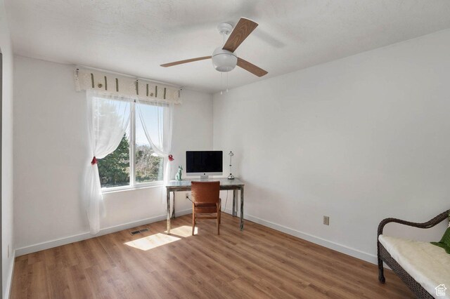 761 E Raygene Way S, North Salt Lake, UT 84054 - office space featuring baseboards, visible vents, a ceiling fan, and wood finished floors