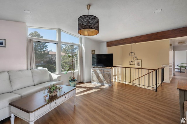 761 E Raygene Way S, North Salt Lake, UT 84054 - living room featuring vaulted ceiling with beams and wood finished floors