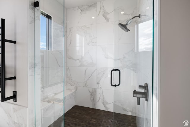 7045 E Moon Light Dr, Heber City, UT 84032 - bathroom featuring a marble finish shower