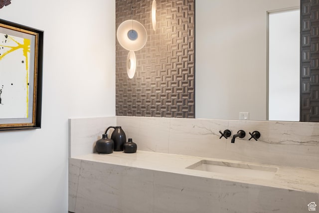 7045 E Moon Light Dr, Heber City, UT 84032 - bathroom featuring backsplash and vanity