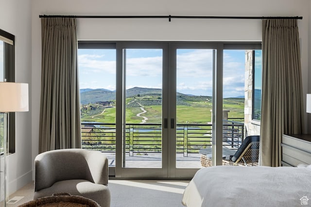 7045 E Moon Light Dr, Heber City, UT 84032 - bedroom featuring multiple windows, access to outside, a mountain view, and golf course view