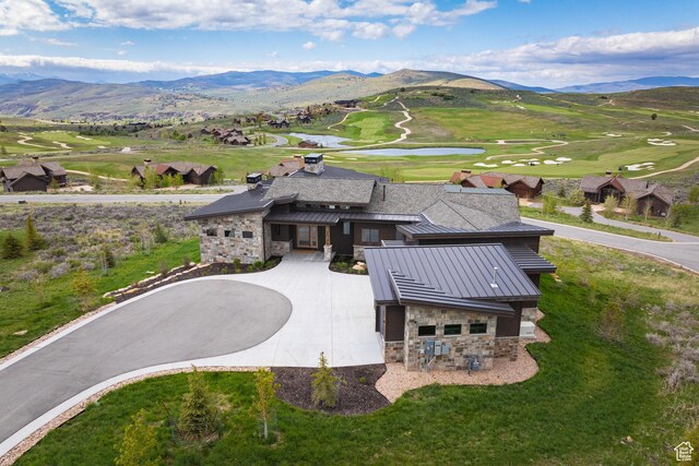 7045 E Moon Light Dr, Heber City, UT 84032 - aerial view of property and surrounding area with a water and mountain view and a golf club