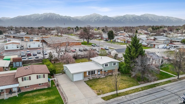 aerial view featuring a residential view and a mountain view