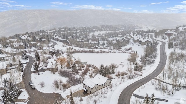 8680 Saddleback Cir, Park City, UT 84098 - snowy aerial view featuring a mountain view and a residential view
