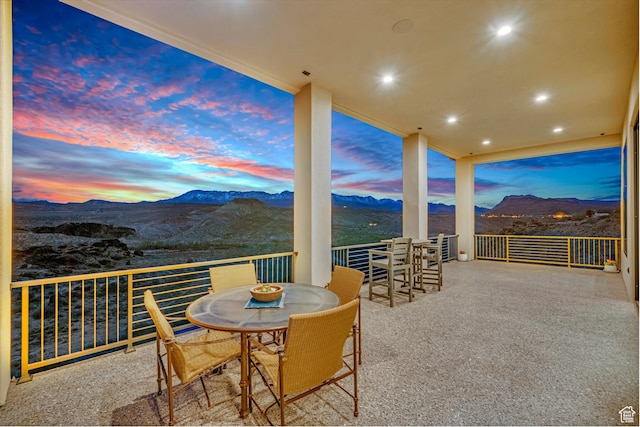 599 W 170 S, La Verkin, UT 84745 - patio terrace at dusk featuring a balcony and a mountain view