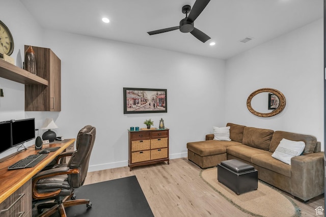 599 W 170 S, La Verkin, UT 84745 - office featuring visible vents, light wood-style floors, ceiling fan, and recessed lighting