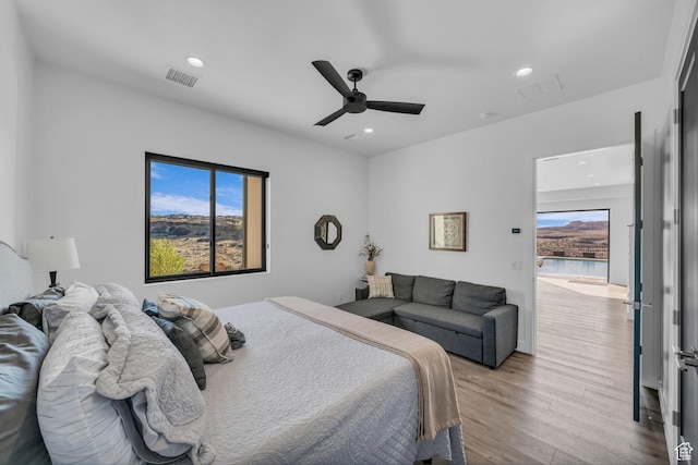 599 W 170 S, La Verkin, UT 84745 - bedroom featuring a ceiling fan, wood finished floors, recessed lighting, and visible vents