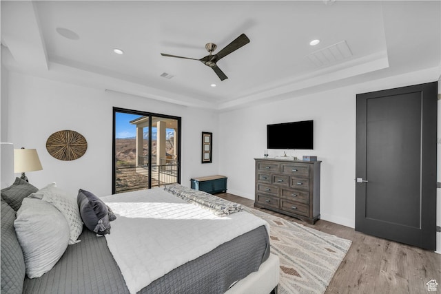 599 W 170 S, La Verkin, UT 84745 - bedroom with access to outside, visible vents, light wood-style flooring, and a raised ceiling