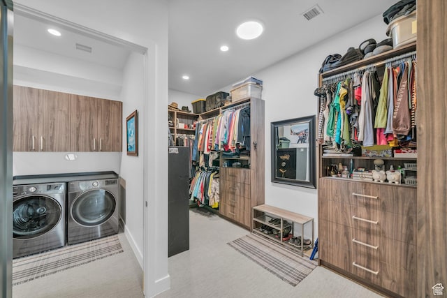599 W 170 S, La Verkin, UT 84745 - interior space featuring washing machine and clothes dryer, recessed lighting, carpet, and visible vents