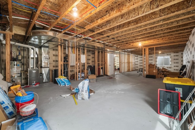 13099 S Twisted Oak Dr, Herriman, UT 84096 - unfinished basement featuring heating unit and secured water heater