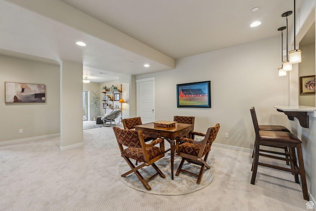 5265 N Laurelwood St N, Heber City, UT 84032 - dining area featuring baseboards, recessed lighting, and light colored carpet